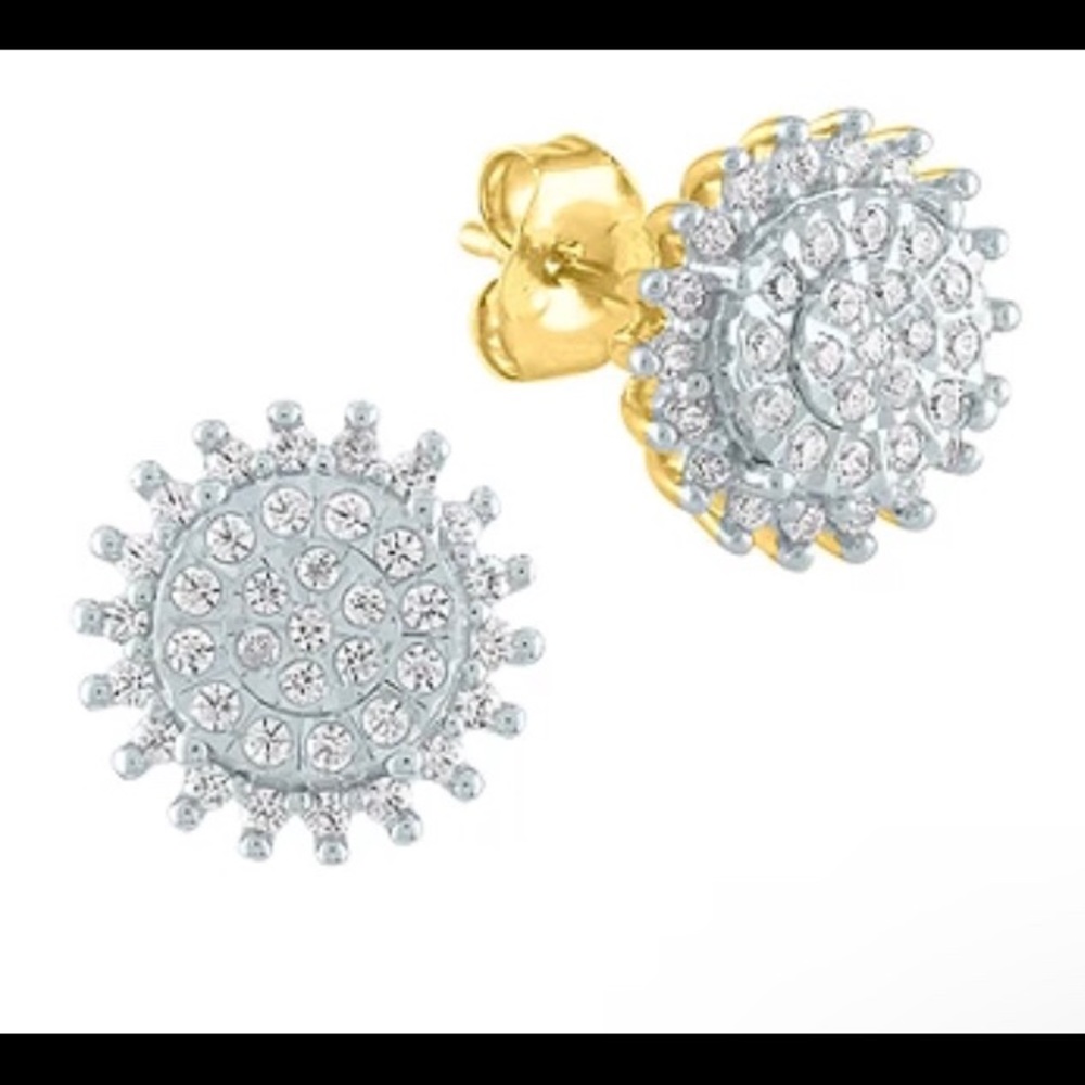 Never Worn 1/3 CT. T.W. Genuine White Diamond 10K Gold Stud Earrings